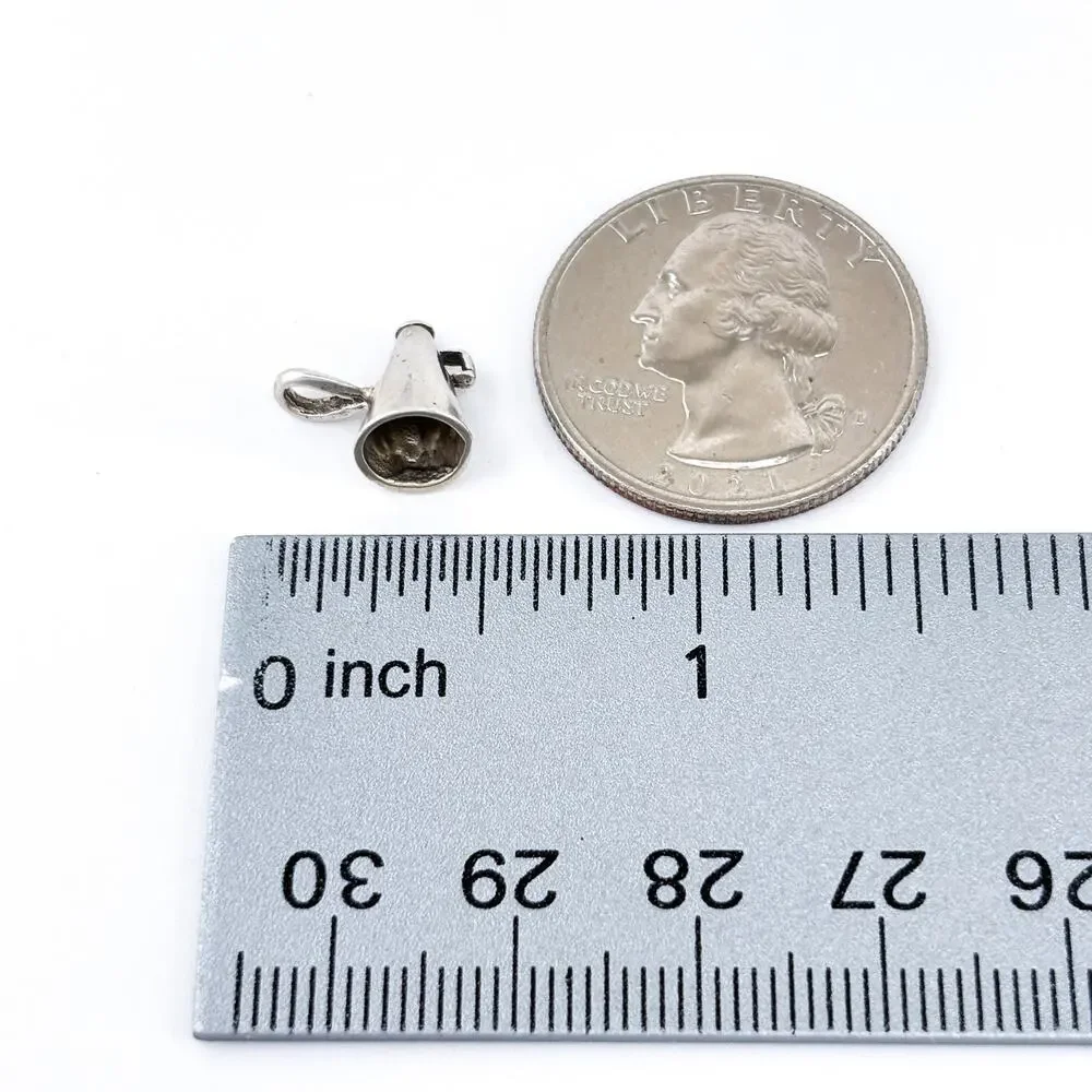 Vintage Sterling Silver 925 Cheer Megaphone Charm Pendant
